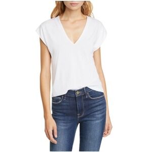 Frame Shirt Women Medium White Organic Cotton Le Mid Rise V Neck‎ Tee Athleisure